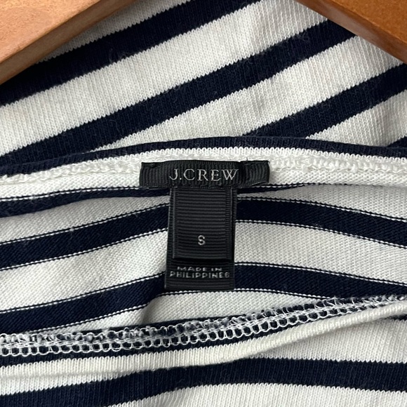 J. Crew Preppy Navy Striped Boatneck Cotton Long Sleeve Cuffed Sleeve Top DD - Picture 7 of 9